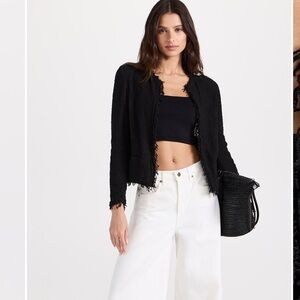 IRO Shavani Boucle Fringe Black Jacket Size 36 (US 4)